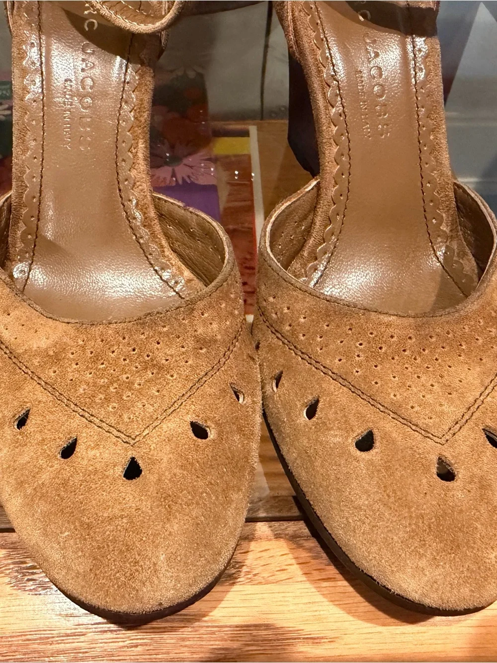 Rare Y2K Marc Jacobs Vintage Tan Suede Wedge Pump with Ankle Strap